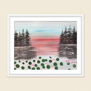 Handmade Acrylic Painting On Paper 9" X 12" Decor/Wall, Frame Not Included